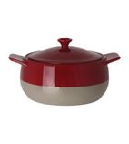 Red And Taupe Round Casserole Dish 1.8Ltr