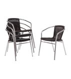 U507 Aluminium & Black Wicker Chair Black (Pack of 4)