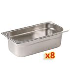 S412 Stainless Steel Gastronorm Tray Set 8 x 1/4 100mm (Pack of 8)