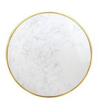 CY968 Round Marble Table Top with Brass Effect Rim White 600mm