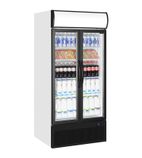 FSC891H 707 Ltr Upright Double Hinged Glass Door White Display Fridge With Canopy