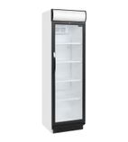 CEV425CP WHITE 372 Ltr Upright Single Glass Door White Display Fridge With Canopy