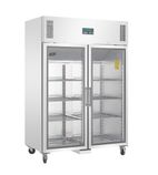 G-Series CW198 1200 Ltr Upright Double Hinged Glass Door Stainless Steel Display Fridge