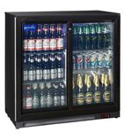 NT2BSLO 220 Ltr Undercounter Double Sliding Glass Door Reduced Height Black Back Bar Bottle Cooler