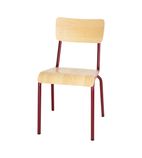 FB943 Cantina Side Chairs with Wooden Seat Pad and Backrest Wine Red (Pack of 4)