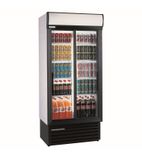 SD890 675 Ltr Upright Double Sliding Glass Doors White Display Fridge With Canopy