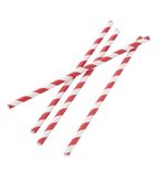 DE927 Paper Straws Red Stripes 210mm (Pack of 250)