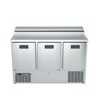 Image of Xtra XRP3H 350 Ltr 3 Door Stainless Steel Refrigerated Pizza / Saladette Prep Counter