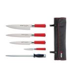 S902 Red Spirit 5 Piece Knife Set with Wallet