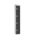 GR694-PS Four Door Padlock Locker with Sloping Top Graphite Grey