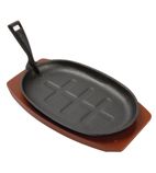 Image of CC310 Cast Iron Oval Sizzler with Wooden Stand 280mm
