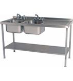 SINKD1560DBR 1500w x 600d mm Stainless Steel Double Sink With Right Hand Drainer