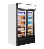 Image of FSC1200H 1082 Ltr Upright Double Hinged Glass Doors White Display Fridge