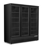 BMC3 1664 Ltr Upright Triple Hinged Glass Door Black Display Fridge