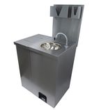 MWBTA-WB Heated Electric Single Bowl Mobile Hand Wash Basin With Accessories and Waste Bin