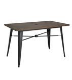 FT955 Complete Outdoor Aluminium Table 120x76x76cm - Dark Wood Effect Finish
