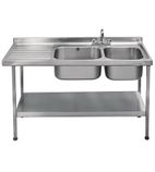 E20605LTP 1500w x 600d mm Stainless Steel Double Sink With Left hand Drainer (Self Assembly)