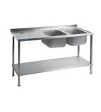 DR391 1500w x 600d mm Fully Assembled Stainless Steel Double Sink With Left Hand Drainer