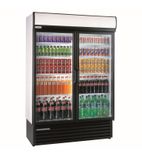 HD1360 1110 Ltr Upright Double Hinged Glass Door White Display Fridge With Canopy