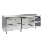 Image of GASTRO K 2207 CSG A 2D/2D/2D/3D L2 Heavy Duty 668 Ltr 9 Drawer Stainless Steel Refrigerated Prep Counter