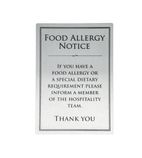 Image of GM817 Brushed Steel Food Allergy Sign A5