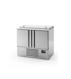 ME1000BAN 230 Ltr 2 Door Stainless Steel Refrigerated Pizza / Saladette Prep Counter With Cutting Board
