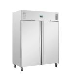 Image of U-Series UA052 Heavy Duty 1300 Ltr Upright Double Door Stainless Steel Fridge