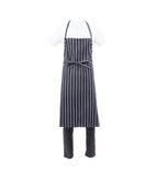 Premium B248 Woven Bib Apron Black & White Stripe