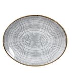 Studio Prints Homespun DA275 Stone Grey Oval Coupe Plate 270 x 229mm