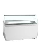 J9E 9 x Napoli Pan White Curved Glass Ice Cream Display Freezer With Canopy