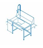 T11SENR 1100(W) x 800(D)mm Right Hand Entry Table With Sink For Classeq Passthrough Dishwashers