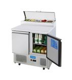 HED501 300 Ltr 2 Door Stainless Steel Refrigerated Pizza / Saladette Prep Counter