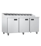 FPS3HR 420 Ltr 3 Door Stainless Steel Refrigerated Pizza / Saladette Prep Counter
