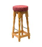 FT459 Classic Soft Oak High Bar Stool with Red Diamond Seat (Pack of 2)