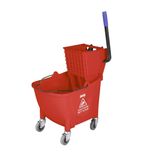 FW868 Mop Bucket with Foot Pedal release Red 30Ltr