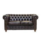 Image of FT439 Chesterfield Leather Two-Seater Sofa Antique Brown