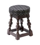 FT464 Classic Dark Wood Low Bar Stool with Black Diamond Seat (Pack of 2)