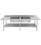 E20618D 2400w x 650d mm Stainless Steel Double Sink With Double Drainer (Self Assembly)