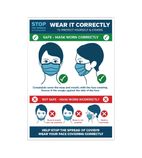 FR186 How to Wear a Face Covering Correctly Vinyl Sign A4
