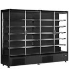 PC2500B 2560mm Wide Black Multideck Display Fridge With Frameless Hinged Glass Doors
