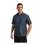 Image of B074-XL Detroit Unisex Denim Shirt Short Sleeve Blue XL
