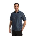 Detroit B074-S Unisex Denim Shirt Short Sleeve Blue S