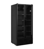 FS890H BLACK 707 Ltr Upright Double Hinged Glass Door Black Back Bar Bottle Cooler