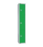 W956-CNS Elite Three Door Coin Return Locker with Sloping Top Green