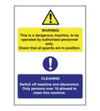 L945 Dangerous Machine Cleaning Sign