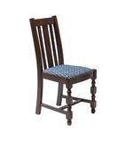 FT481 Manhattan Dark Wood High Back Dining Chair with Blue Diamond Padded Seat (Pack of 2)