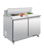 U-Series GD882 405 Ltr 2 Door Stainless Steel Refrigerated Pizza / Saladette Prep Counter