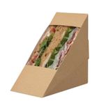 FA379 Compostable Kraft Rear-Loading Sandwich Wedges With PLA Window