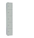 CG615-PS Five Door Locker with Sloping Top Mid Grey Door Padlock