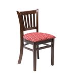 FT471 Manhattan Dark Walnut Dining Chair with Red Diamond Padded Seat (Pack of 2)